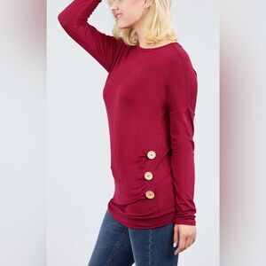 Yincro burgundy‎ long sleeve top